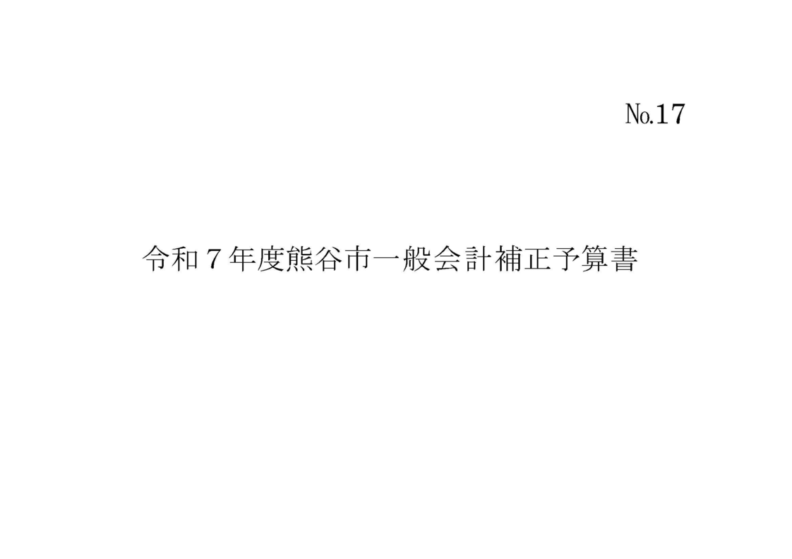 令和7年度熊谷市一般会計補正予算書