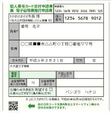 個人カード申請書のイメージおもて