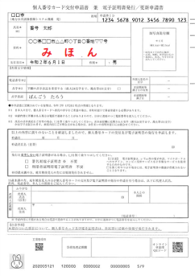 個人番号通知書と一緒に送付された申請書